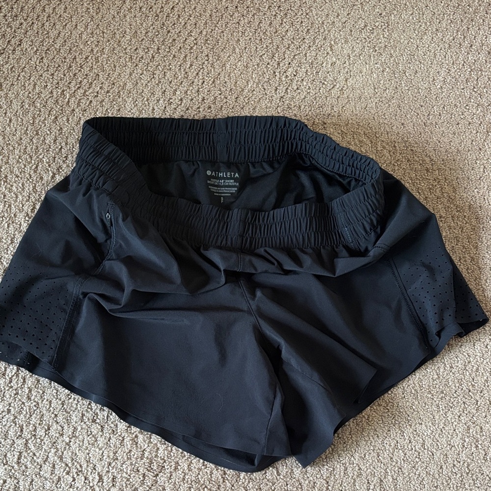 Athleta Black Athletic Running Shorts with Perforated Sides